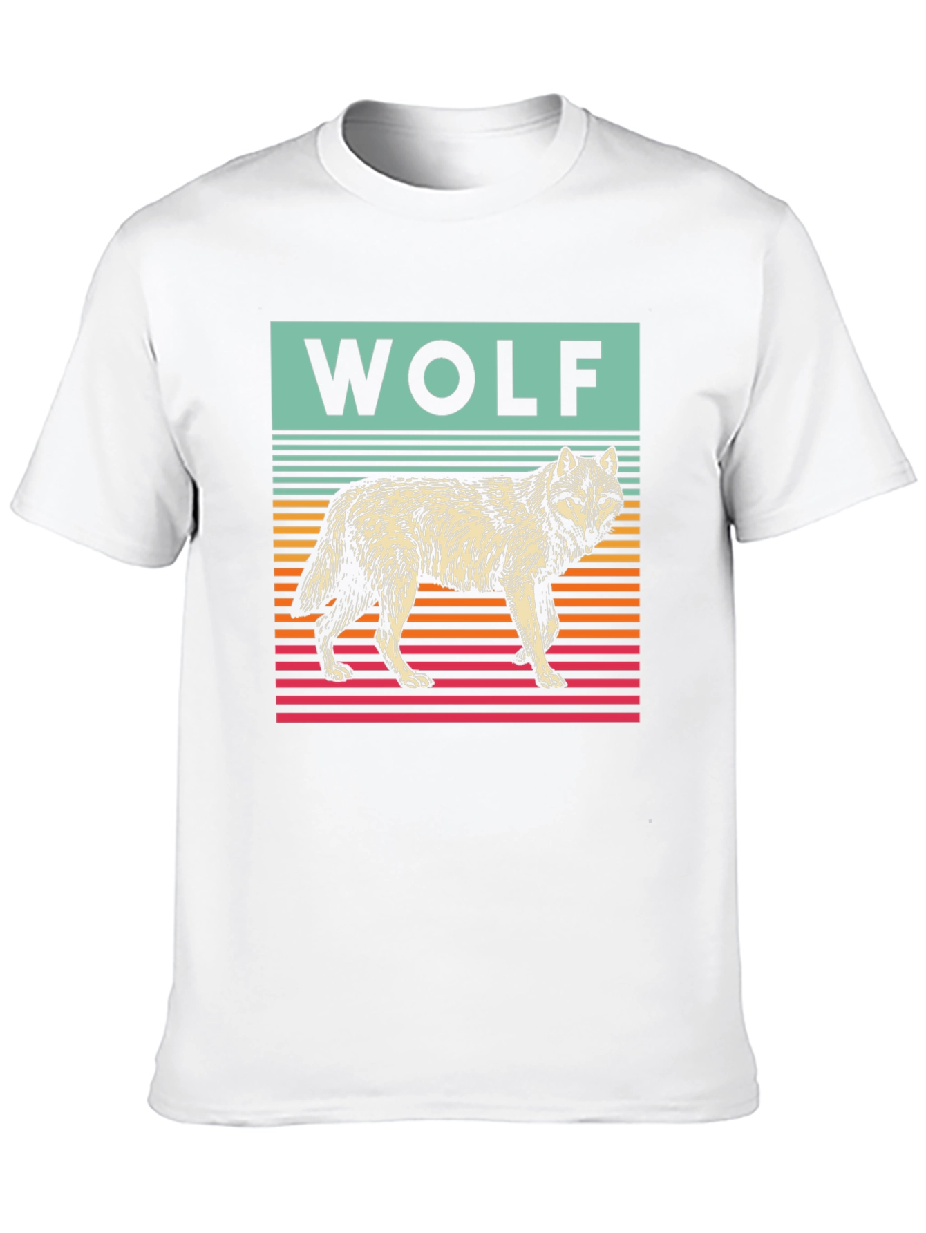Retro Wolf Graphic Tee - Stylish Animal Print Shirt