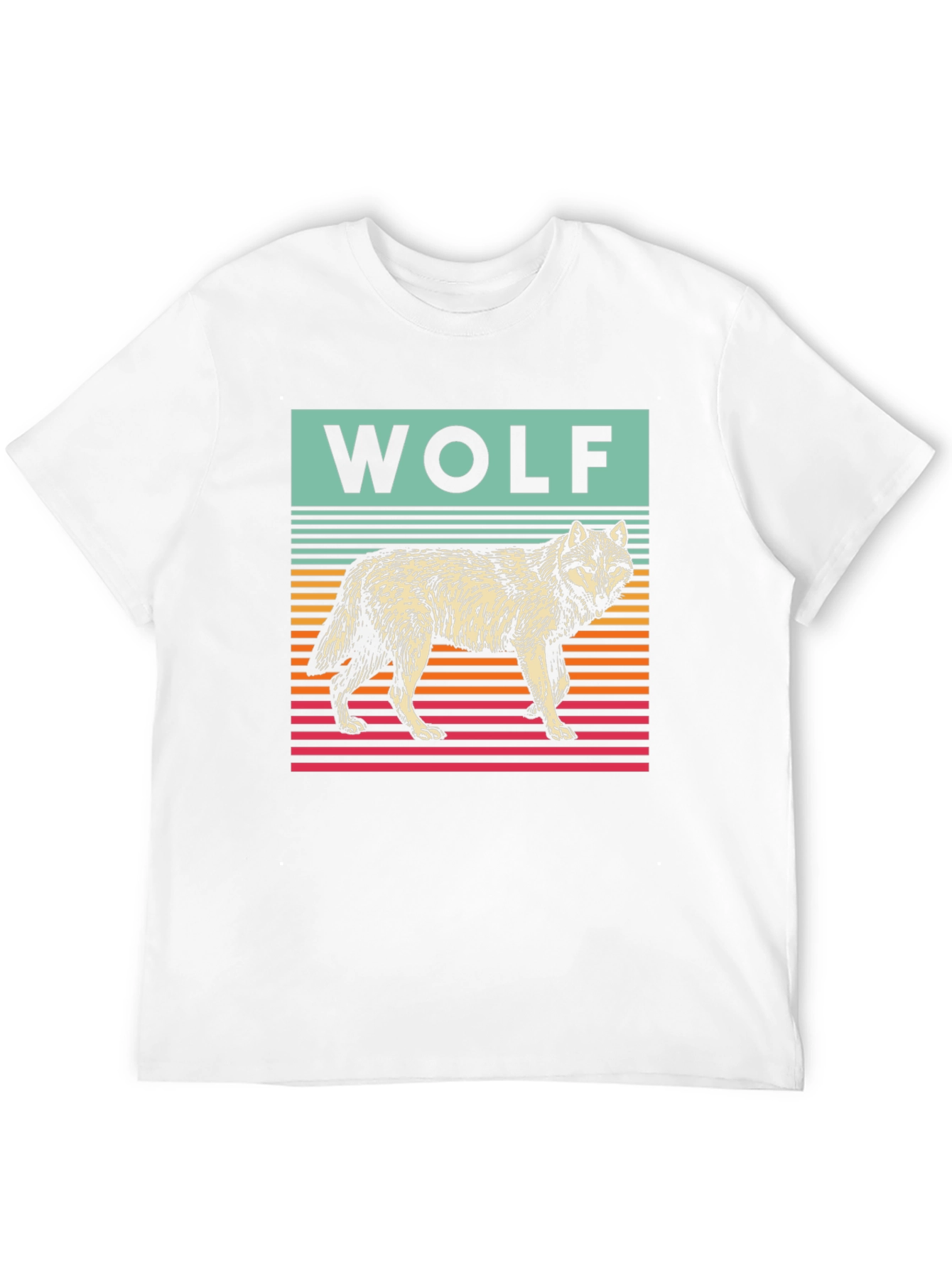 Retro Wolf Graphic Tee - Stylish Animal Print Shirt