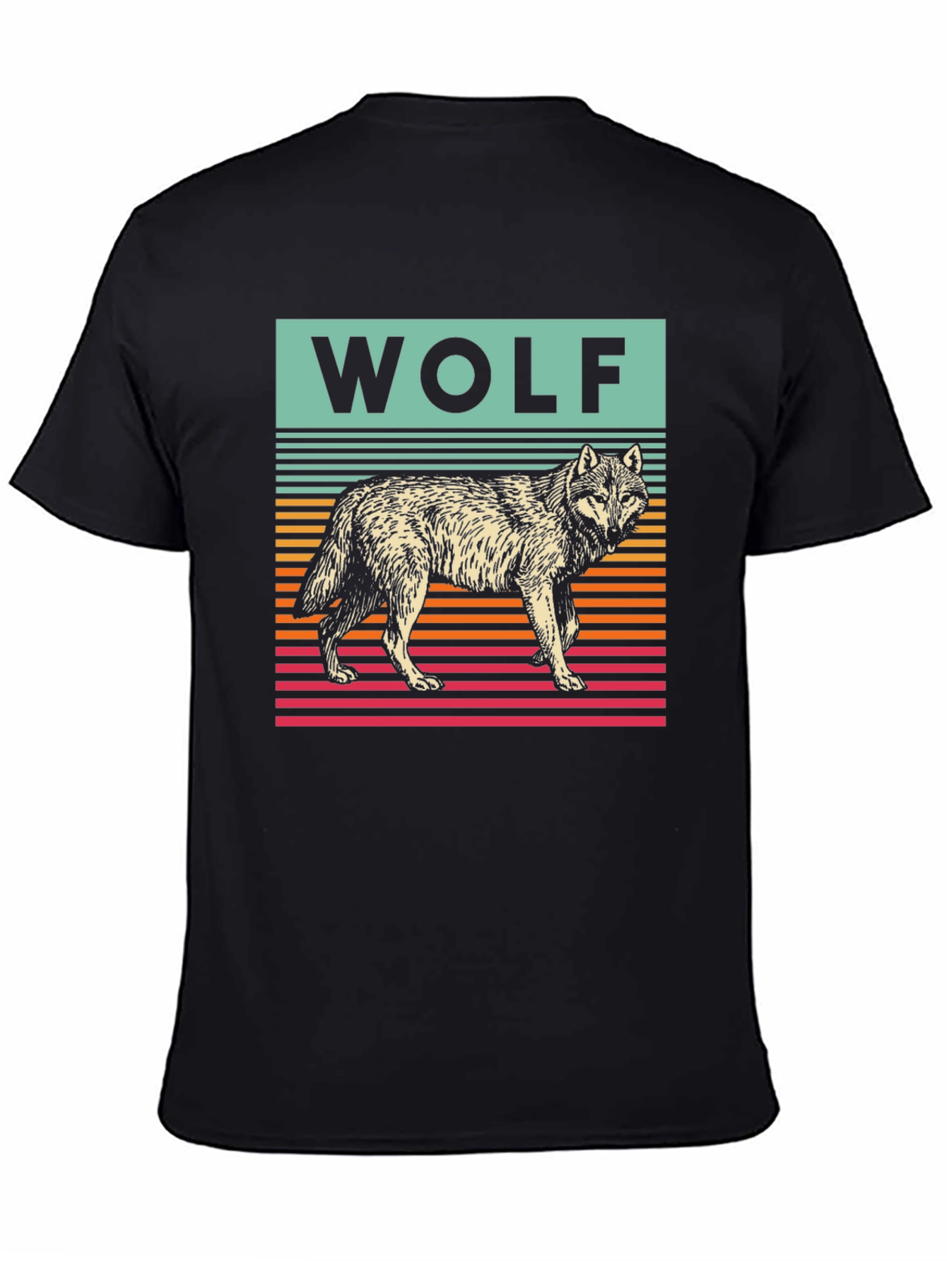 Retro Wolf Graphic Tee - Stylish Animal Print Shirt