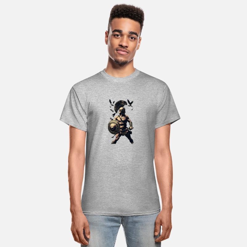 Ancient Warrior In Combat Pose Surrounded By Birds