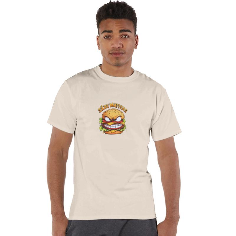 Angry Burger – "Size Matters" Funny Cartoon Desig