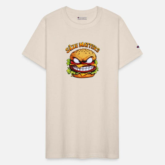 Angry Burger – "Size Matters" Funny Cartoon Desig