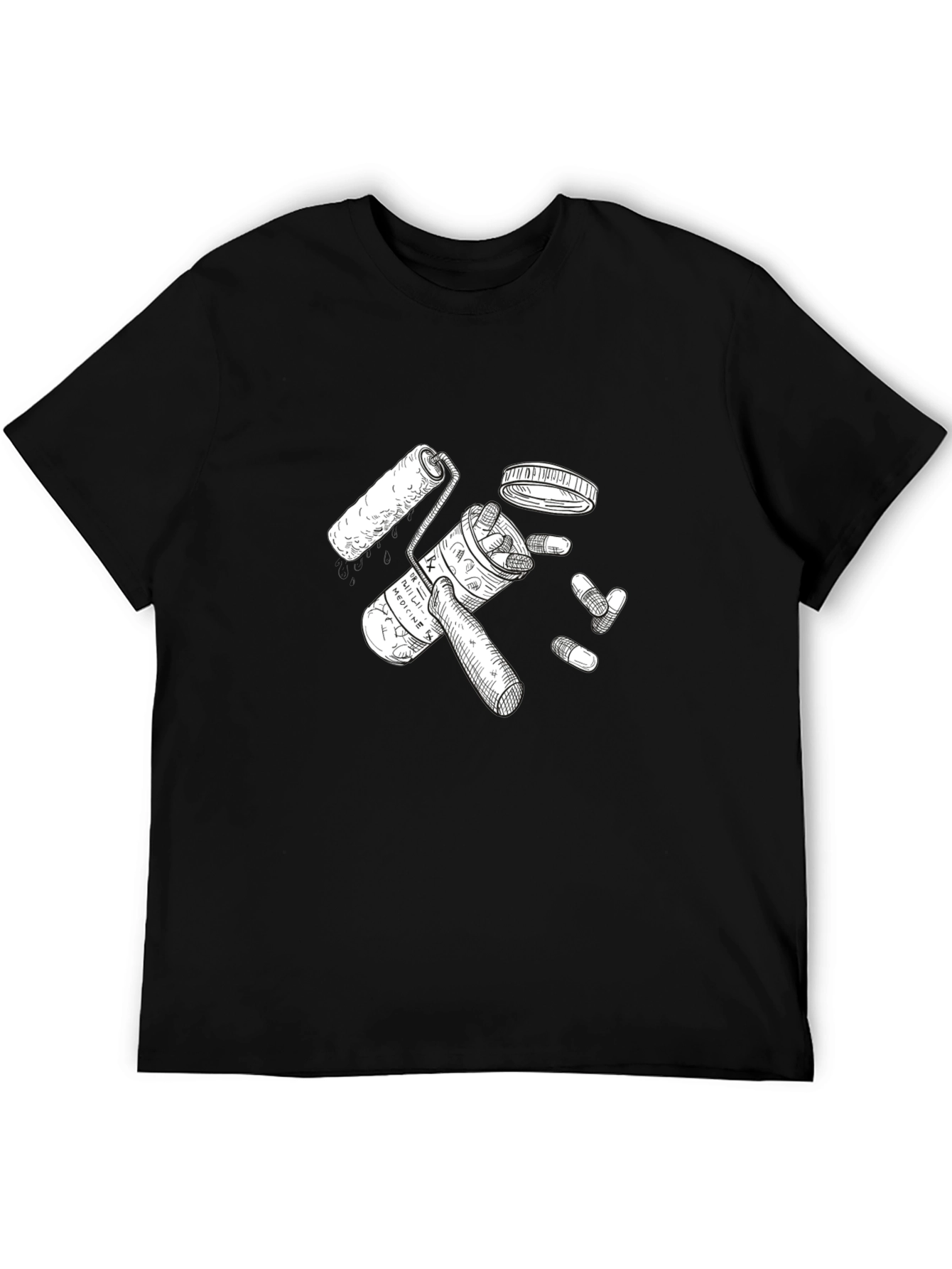 Pills & Roller Black Graphic Tee