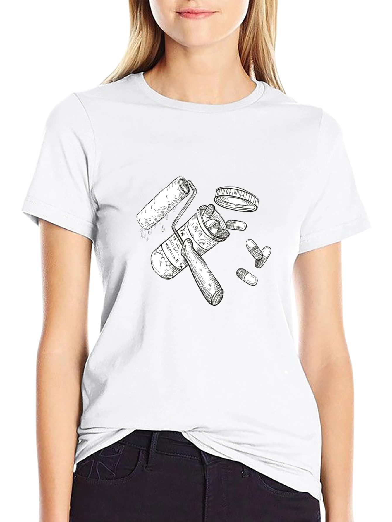 Pills & Roller Black Graphic Tee