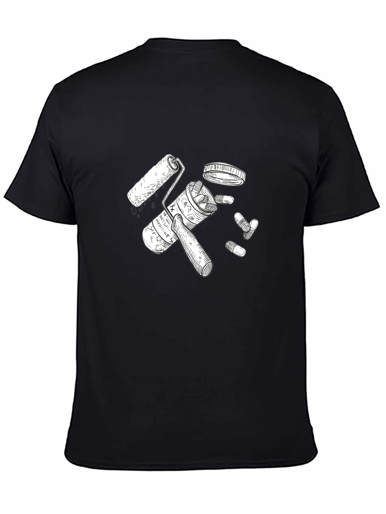 Pills & Roller Black Graphic Tee