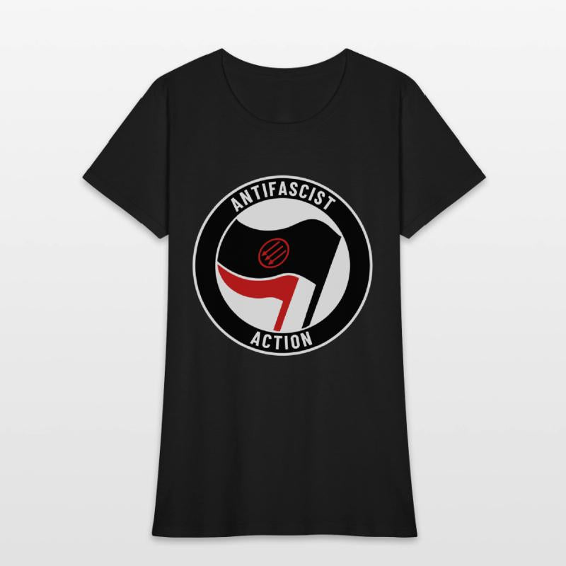 Antifascist Action – Three Arrows (red on black)