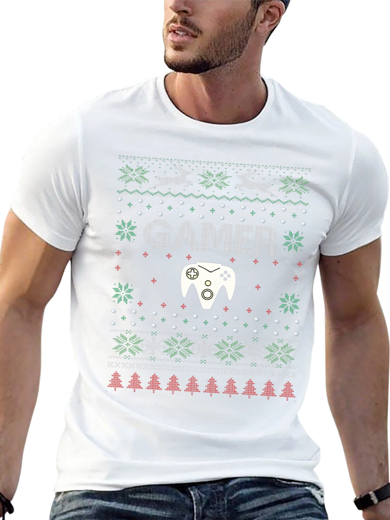 Gamer Ugly Christmas Sweater Graphic T-Shirt