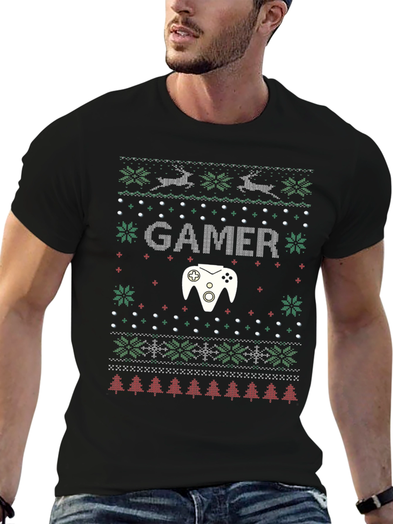 Gamer Ugly Christmas Sweater Graphic T-Shirt