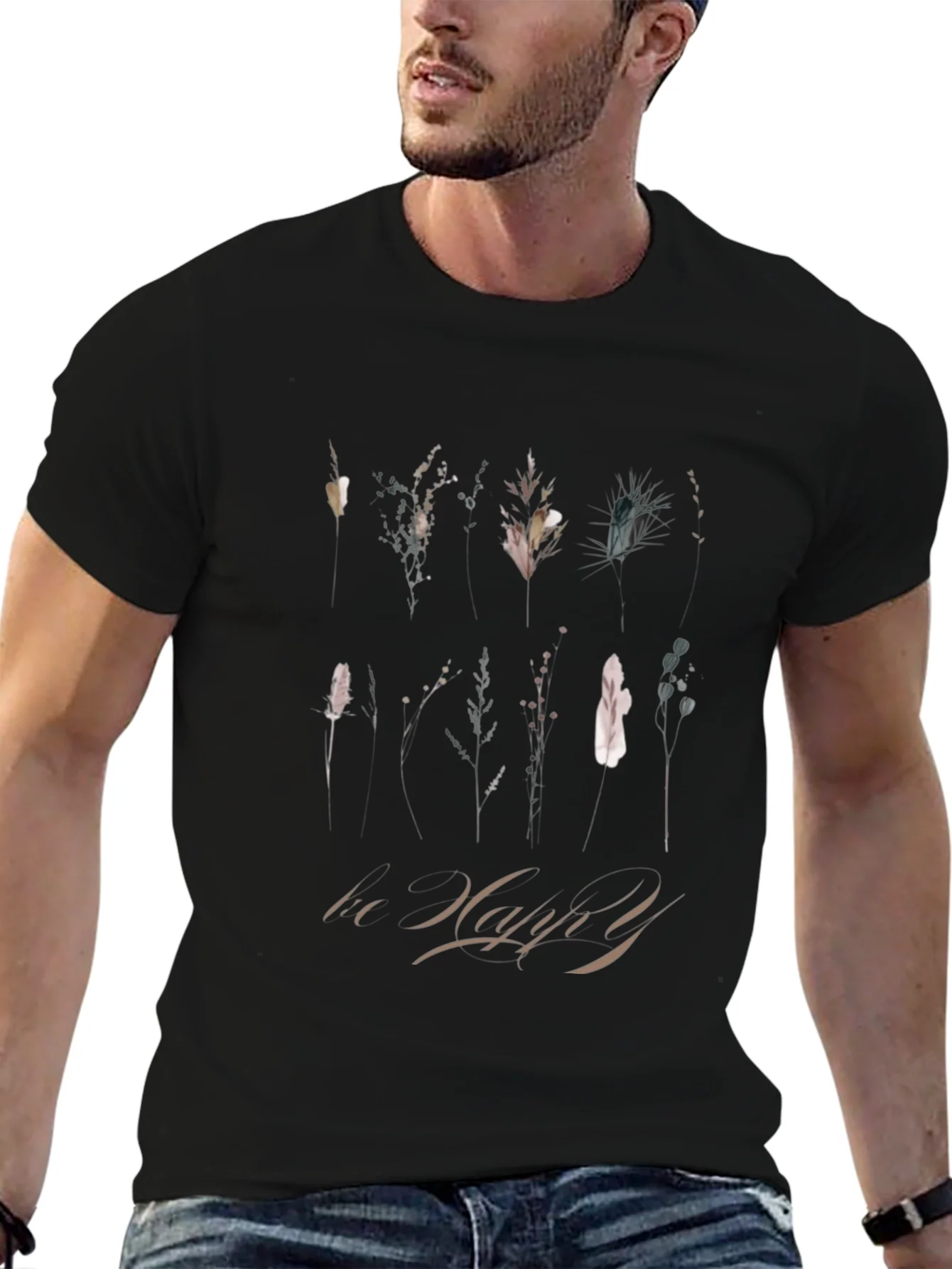 Botanical T-Shirt: Be Happy Graphic Tee