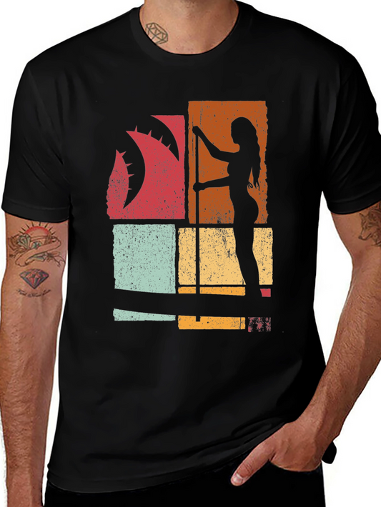 Retro Pole Dance Silhouette Graphic T-Shirt