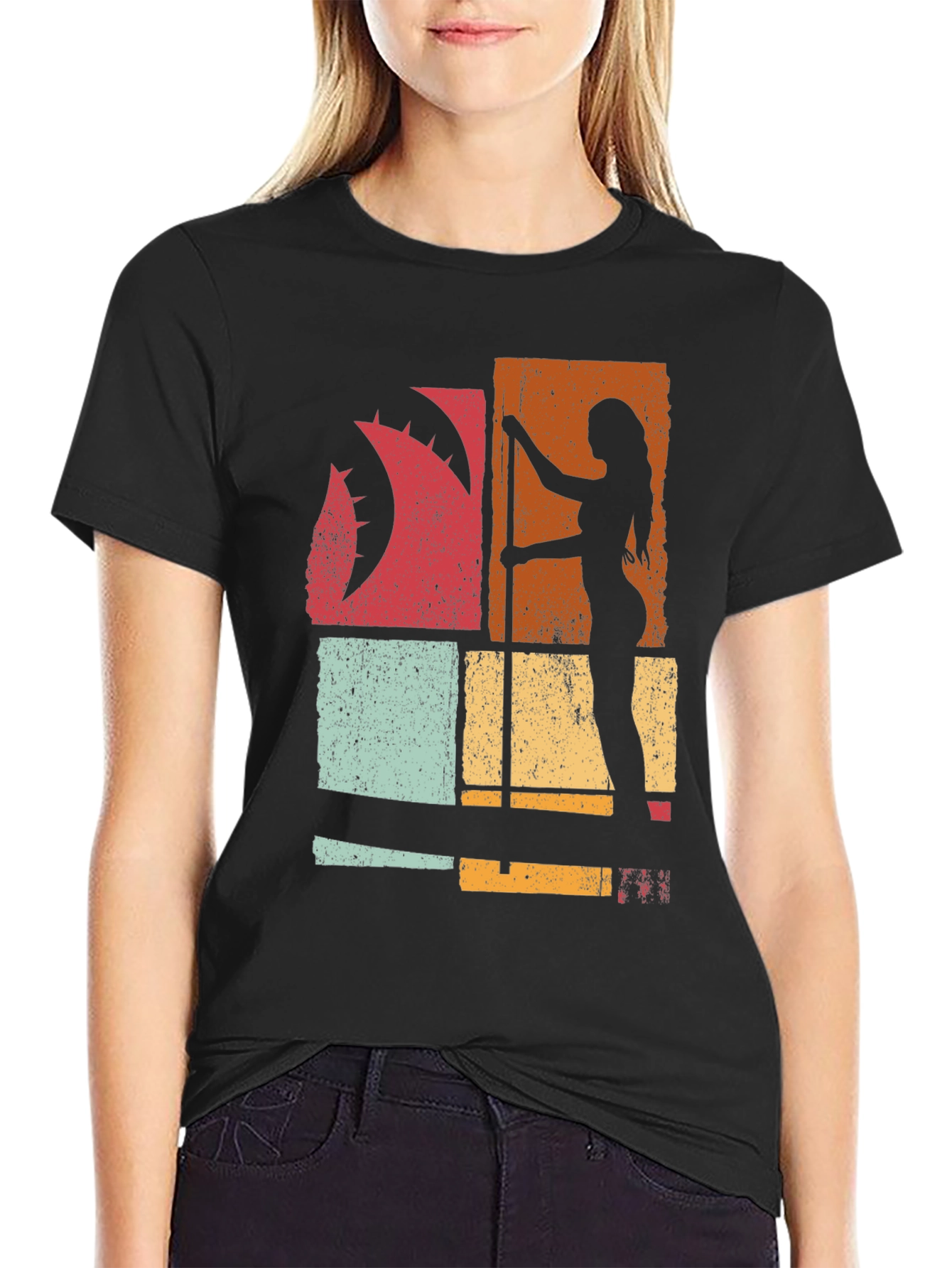 Retro Pole Dance Silhouette Graphic T-Shirt