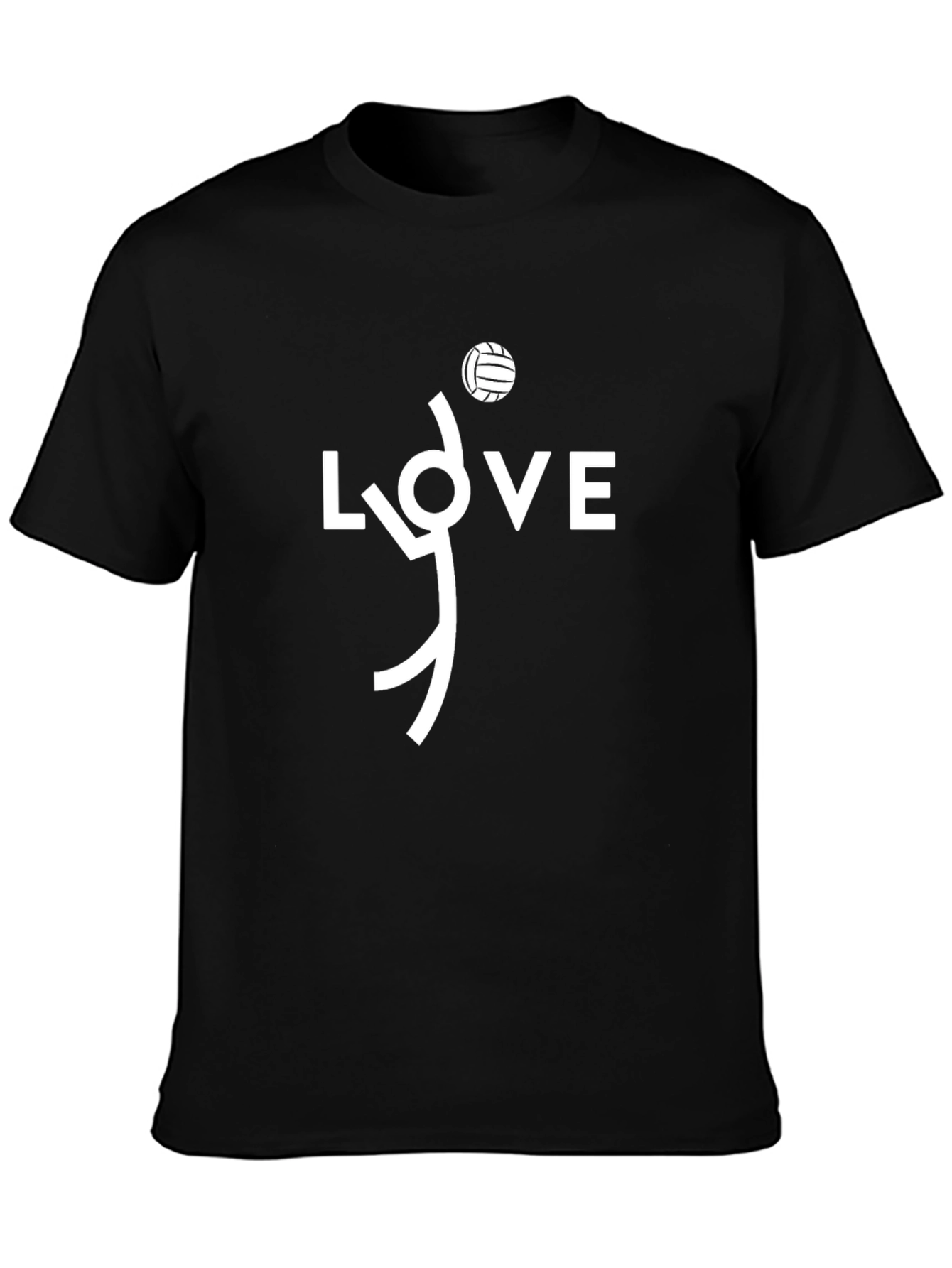 Volleyball LOVE Graphic Tee - Black Cotton T-Shirt
