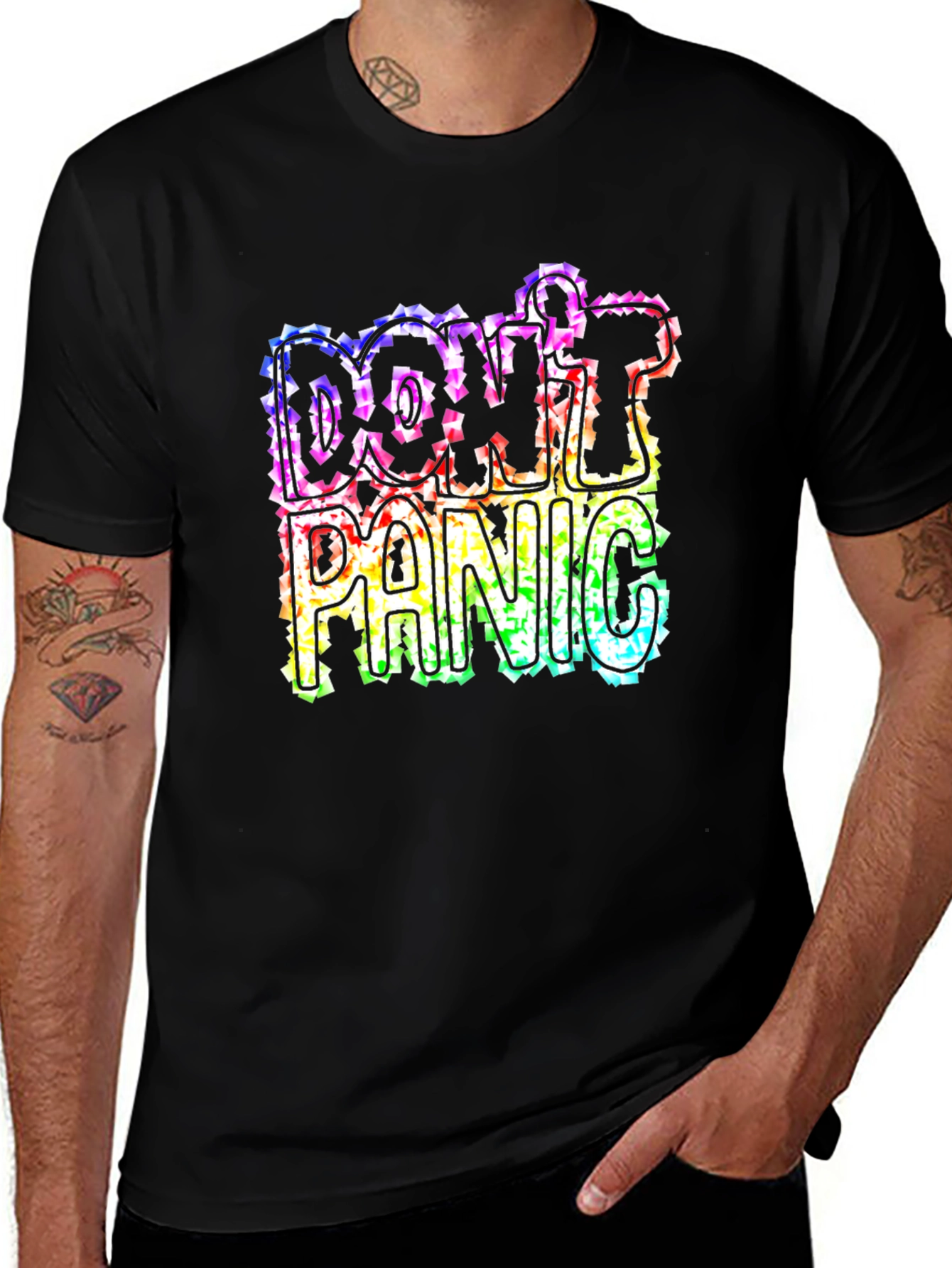 Dont Panic Rainbow Graphic Tee