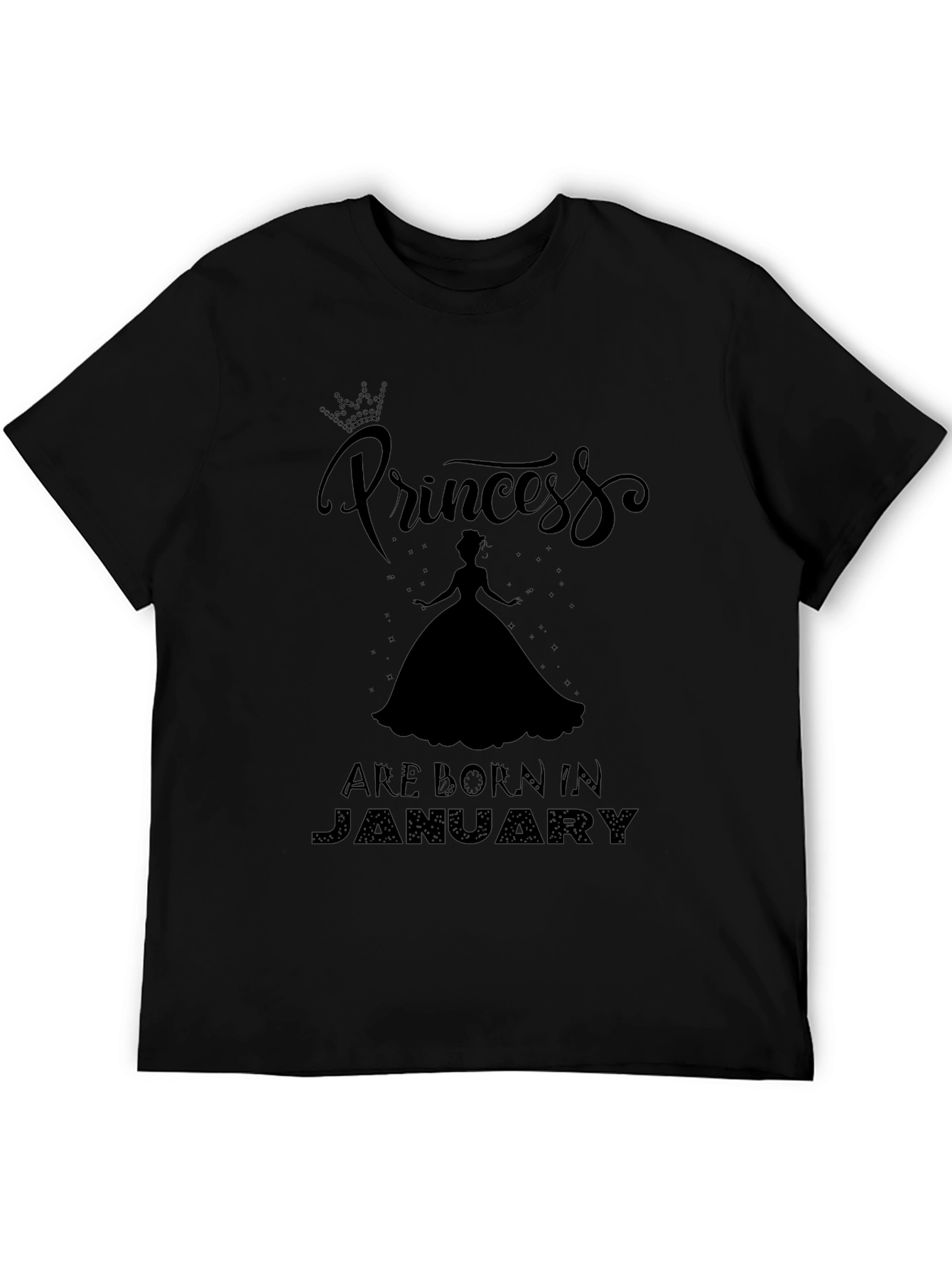 Princess Born in January Black T-Shirt