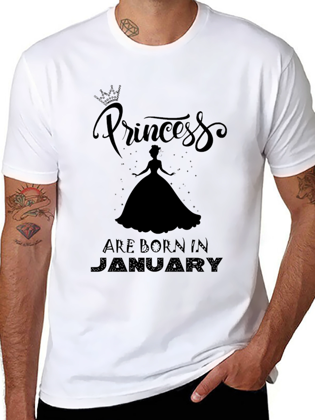 Princess Born in January Black T-Shirt