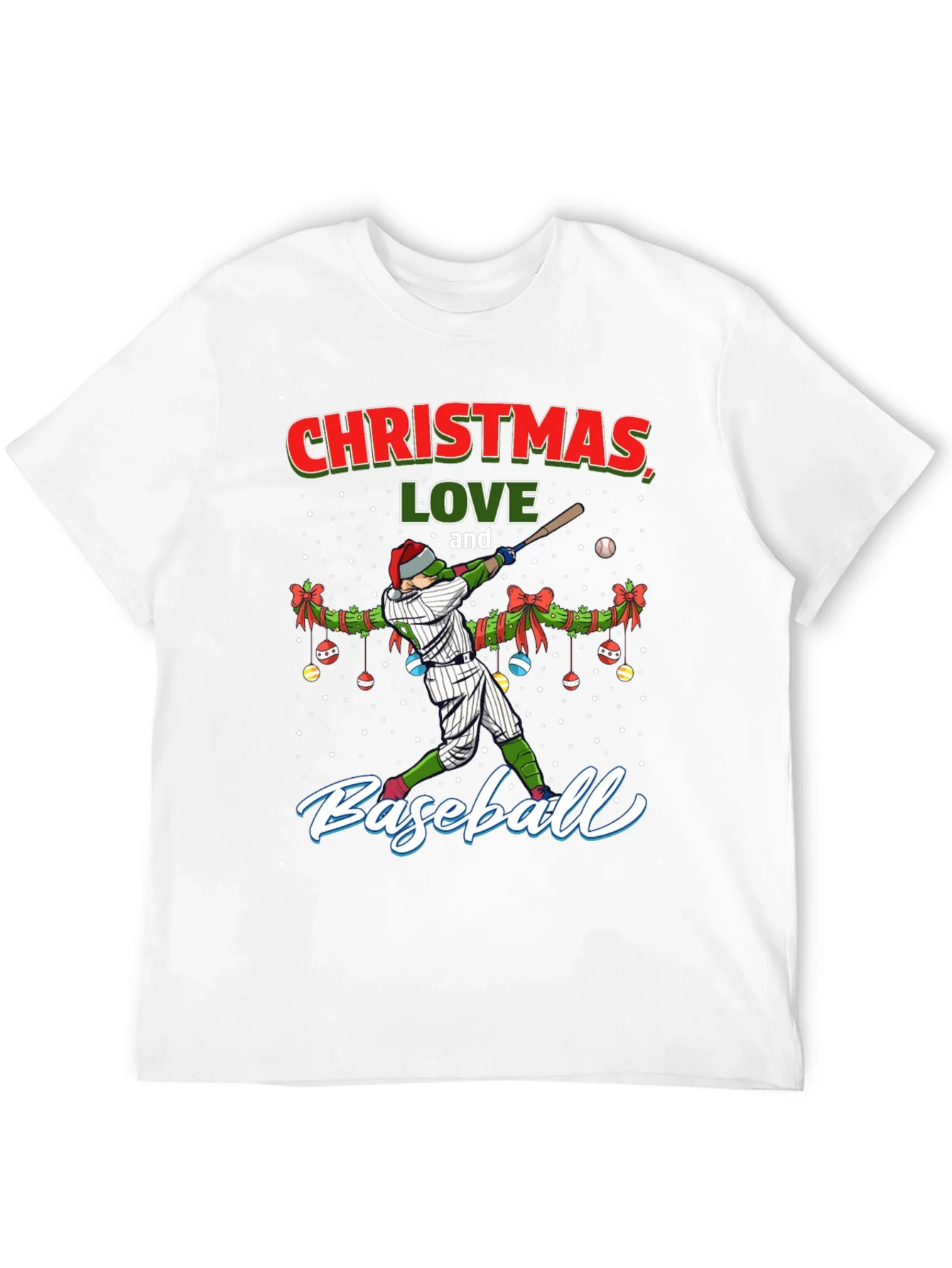Christmas Baseball T-Shirt Holiday Season Gift