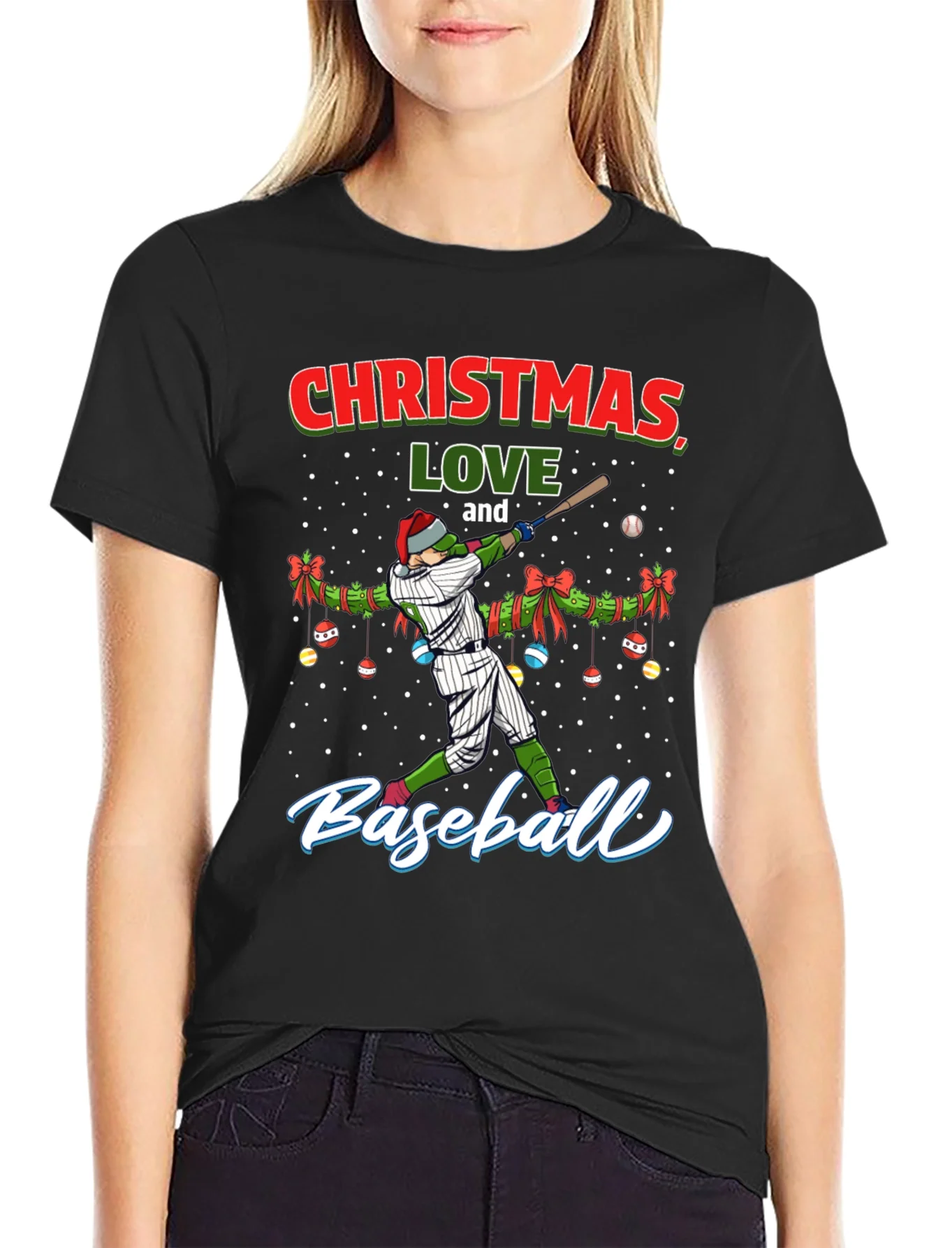 Christmas Baseball T-Shirt Holiday Season Gift