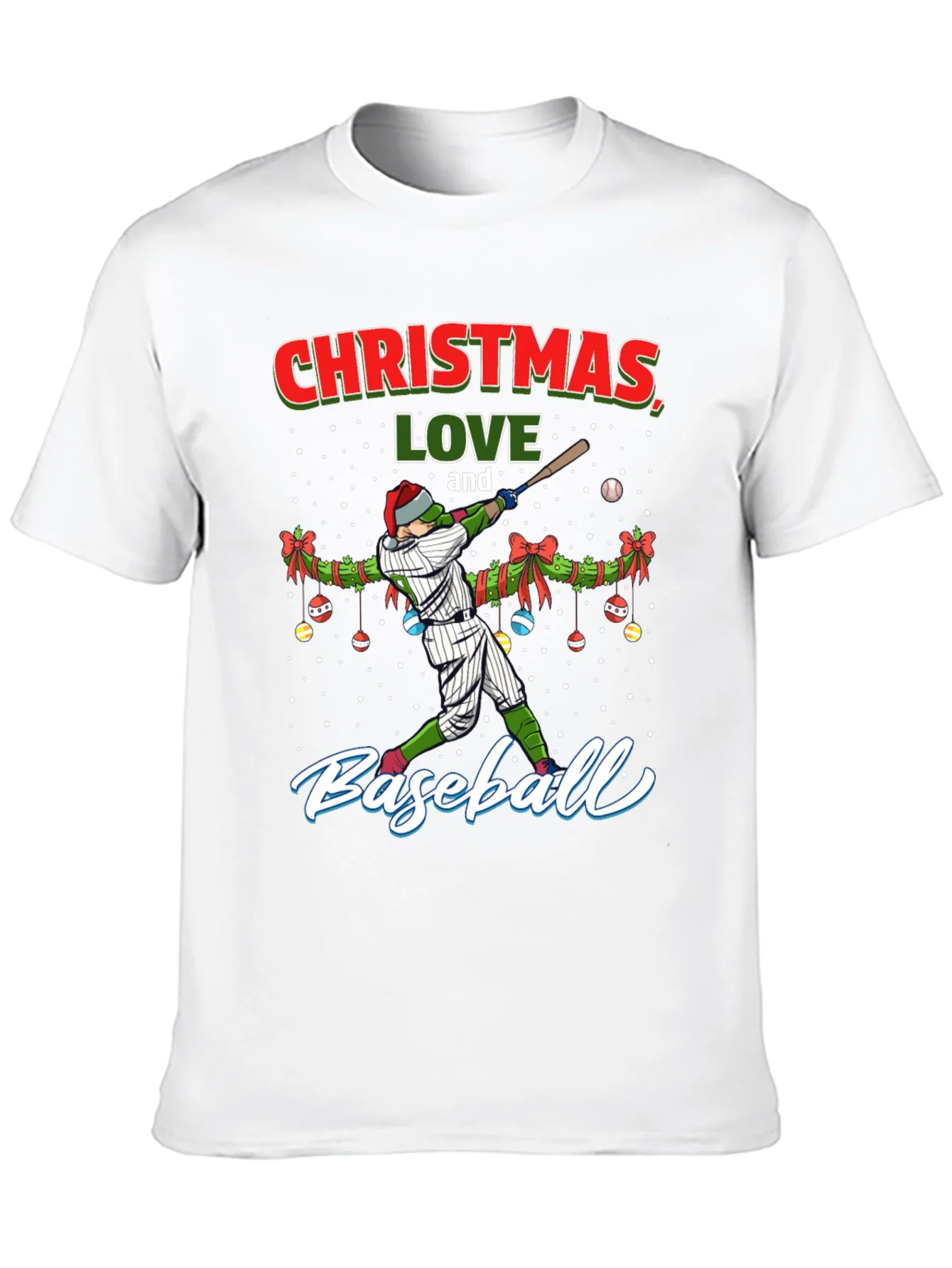 Christmas Baseball T-Shirt Holiday Season Gift