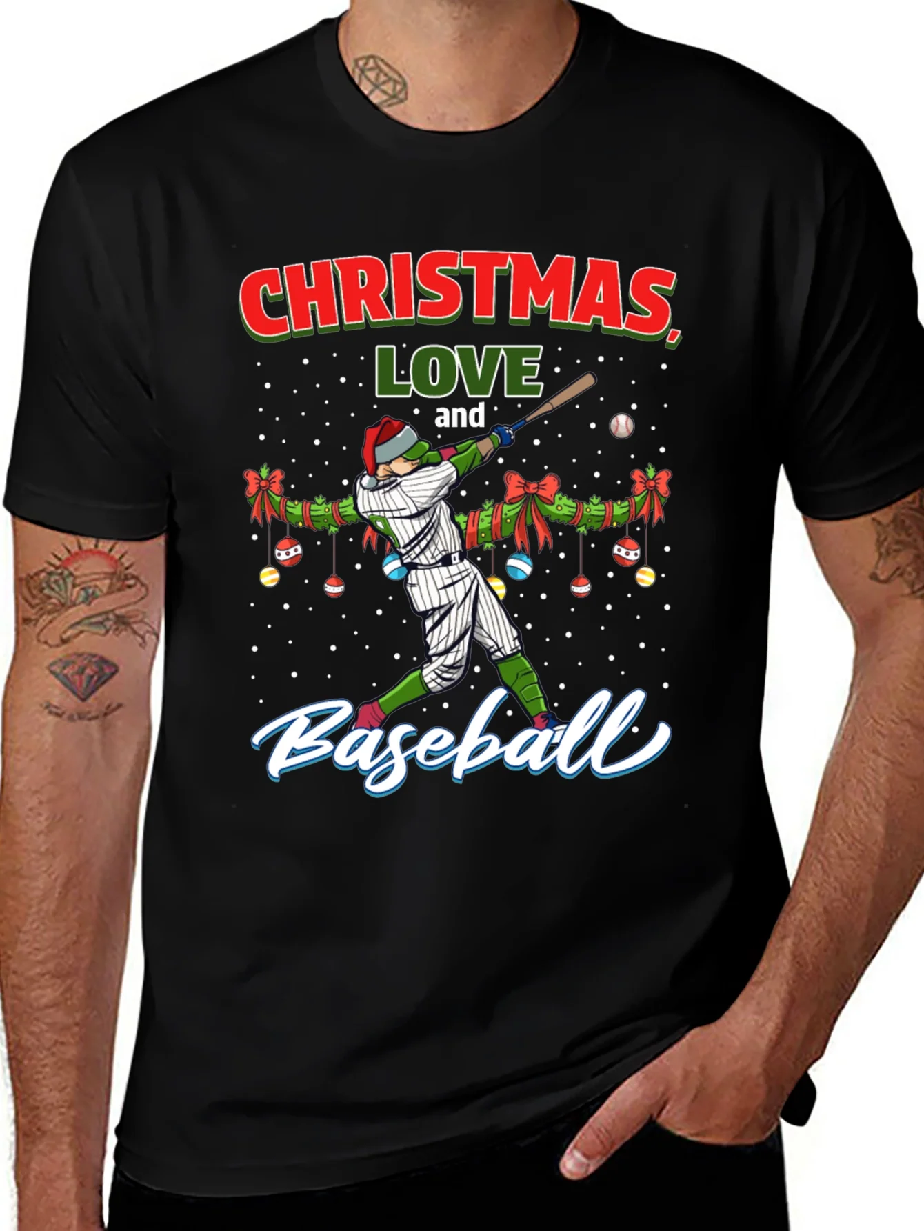 Christmas Baseball T-Shirt Holiday Season Gift