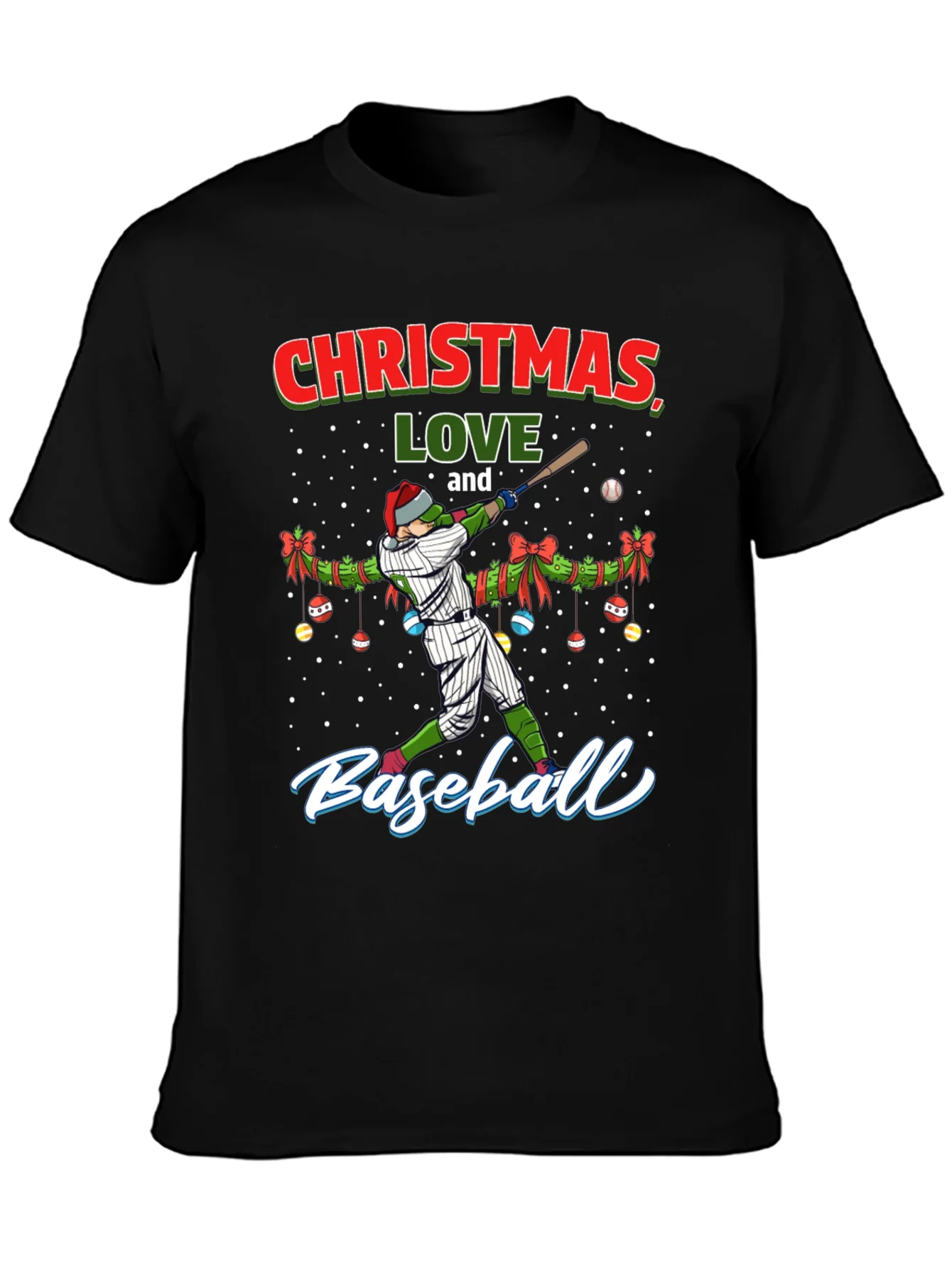 Christmas Baseball T-Shirt Holiday Season Gift