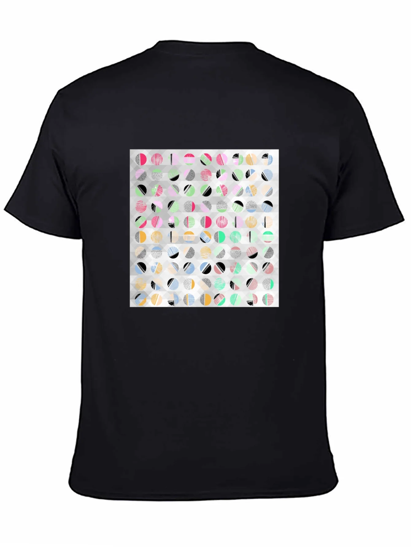 Abstract Geometric Print Black T-Shirt