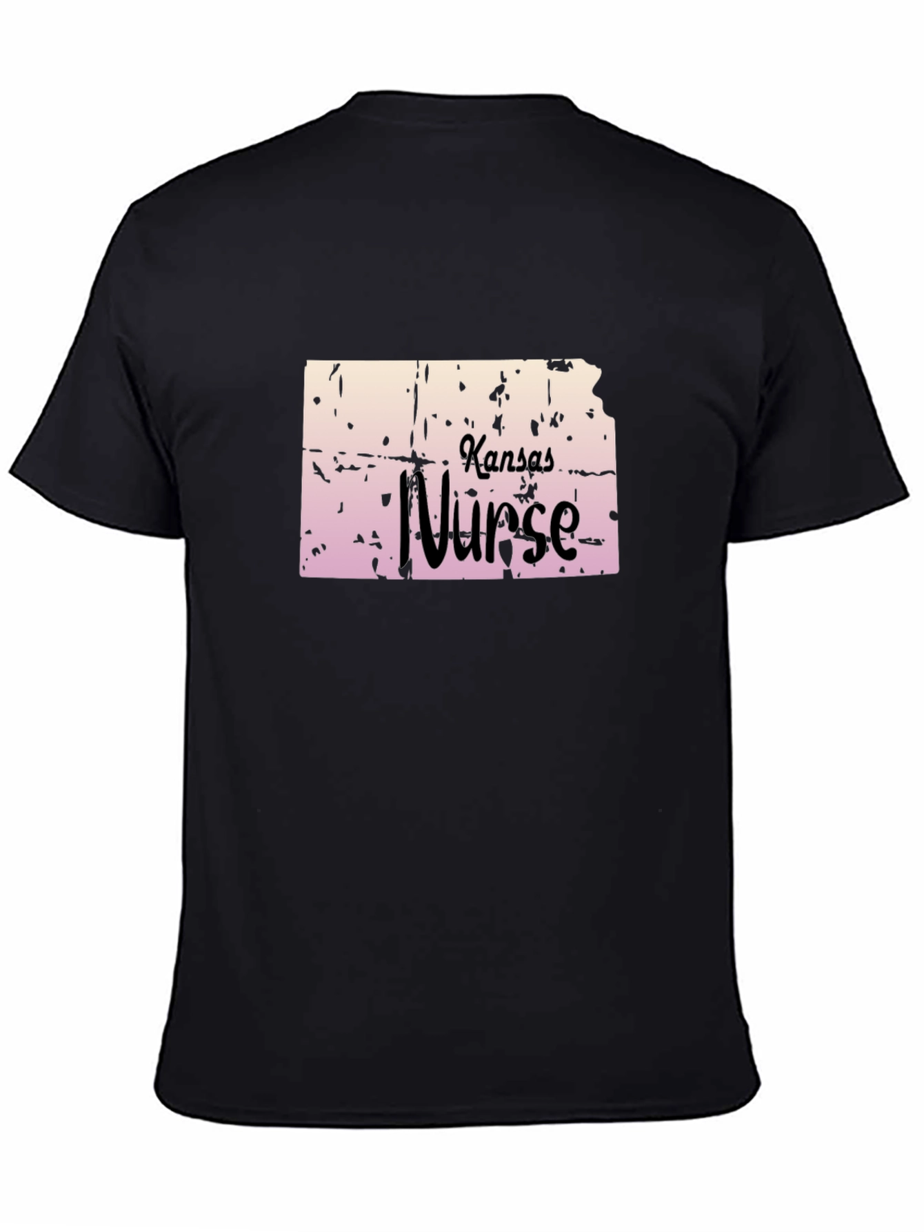 Kansas Nurse Graphic Tee - Black Cotton T-Shirt