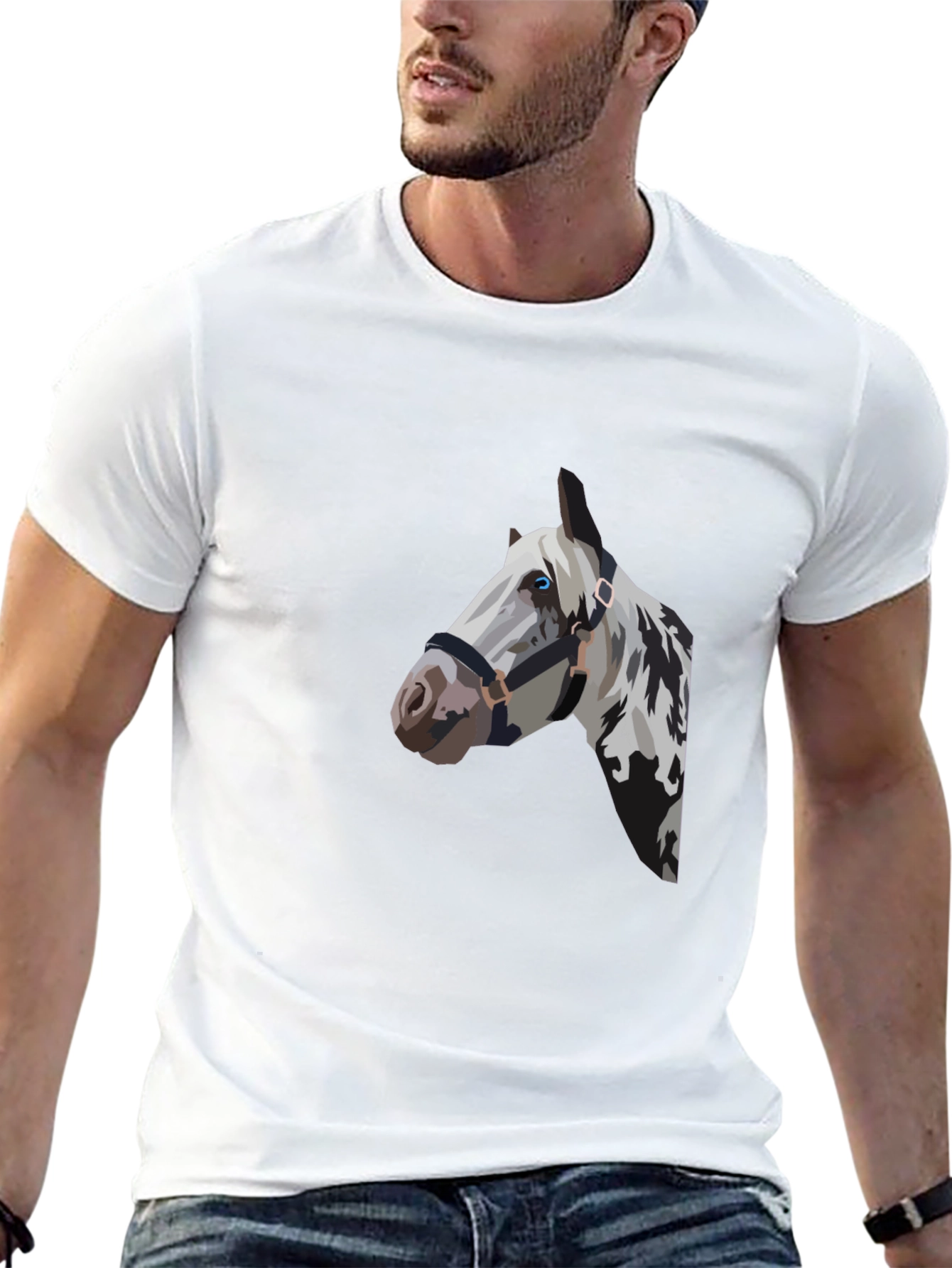 Black Horse Graphic Tee - Stylish Mens T-Shirt