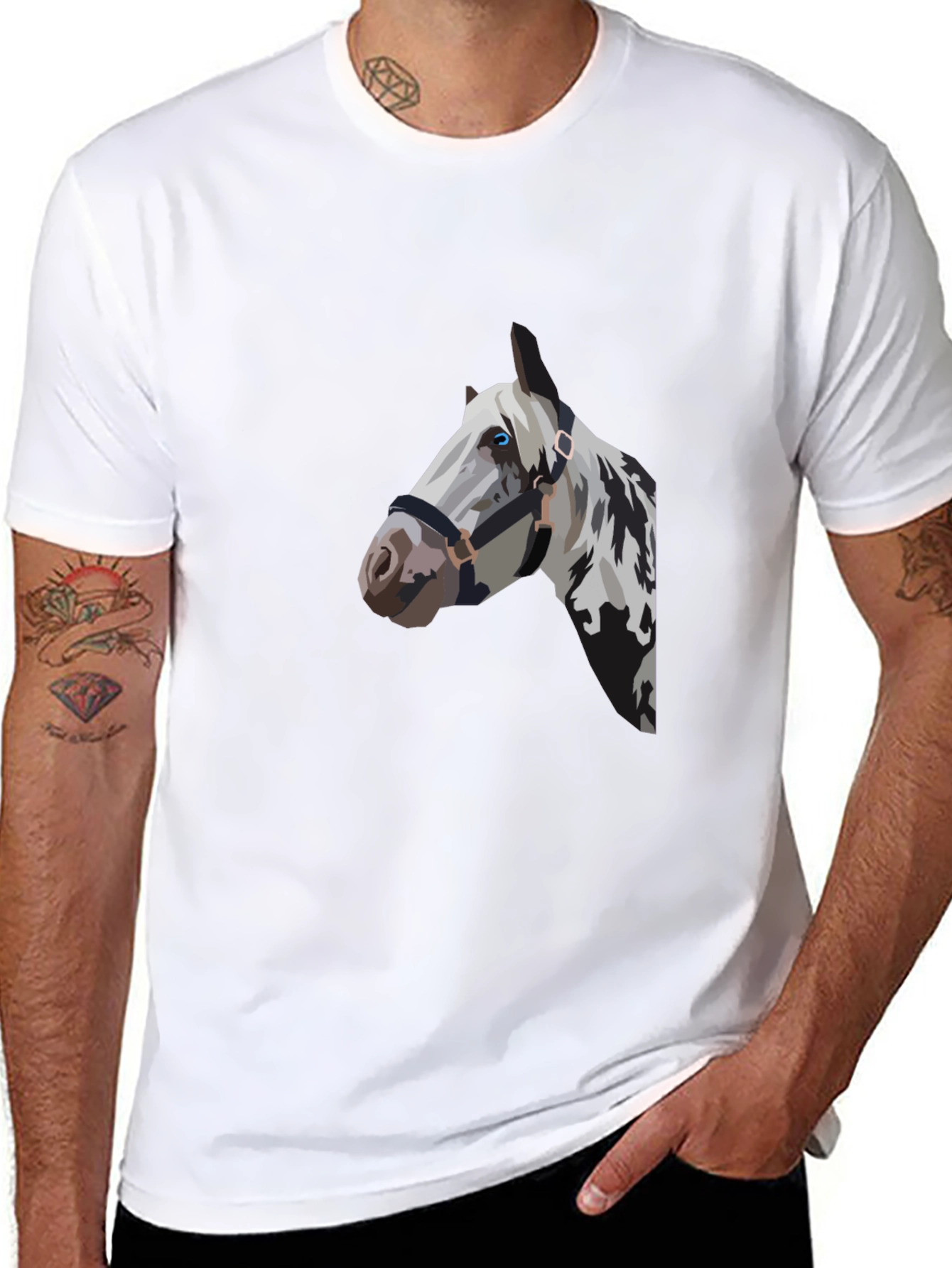 Black Horse Graphic Tee - Stylish Mens T-Shirt