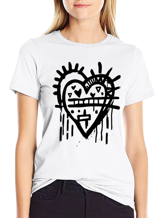 Heart Art Black T-Shirt - Stylish Graphic Tee