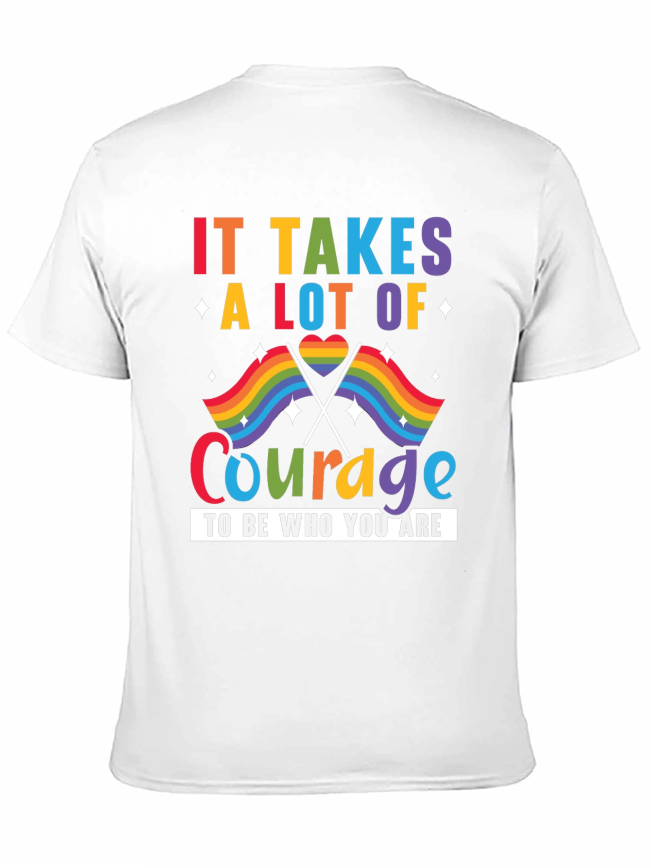 Pride Courage T-Shirt: LGBTQ+ Rainbow Flag Design