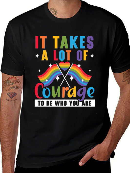 Pride Courage T-Shirt: LGBTQ+ Rainbow Flag Design