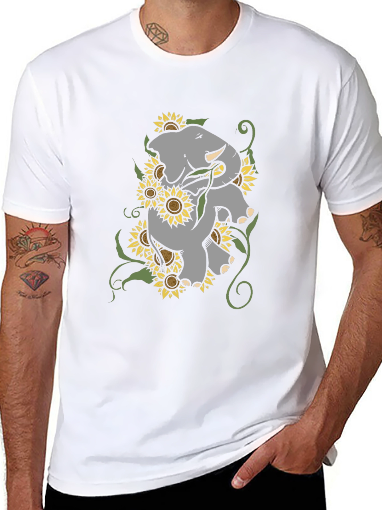 Elephant & Sunflower Graphic Tee