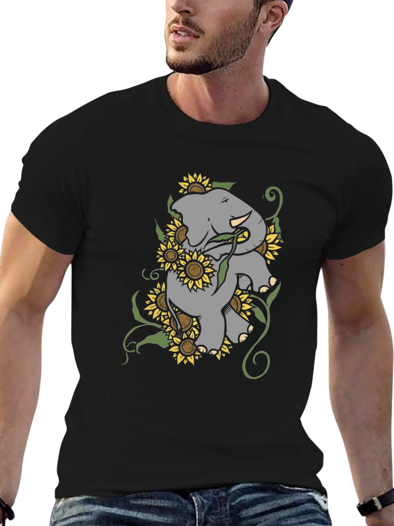 Elephant & Sunflower Graphic Tee