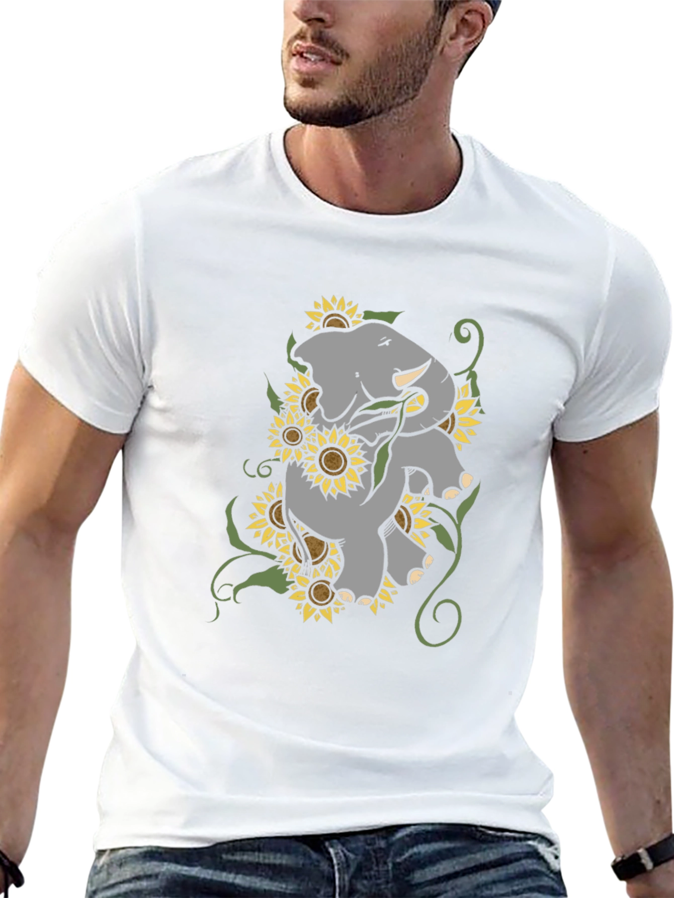 Elephant & Sunflower Graphic Tee
