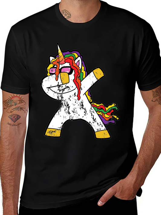 Dabbing Unicorn Graphic Tee - Black Casual T-Shirt