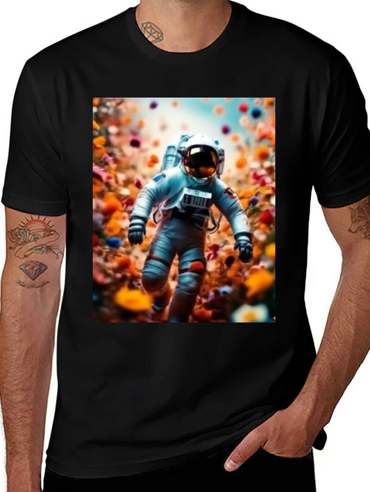 Astronaut in Flowers Graphic T-Shirt