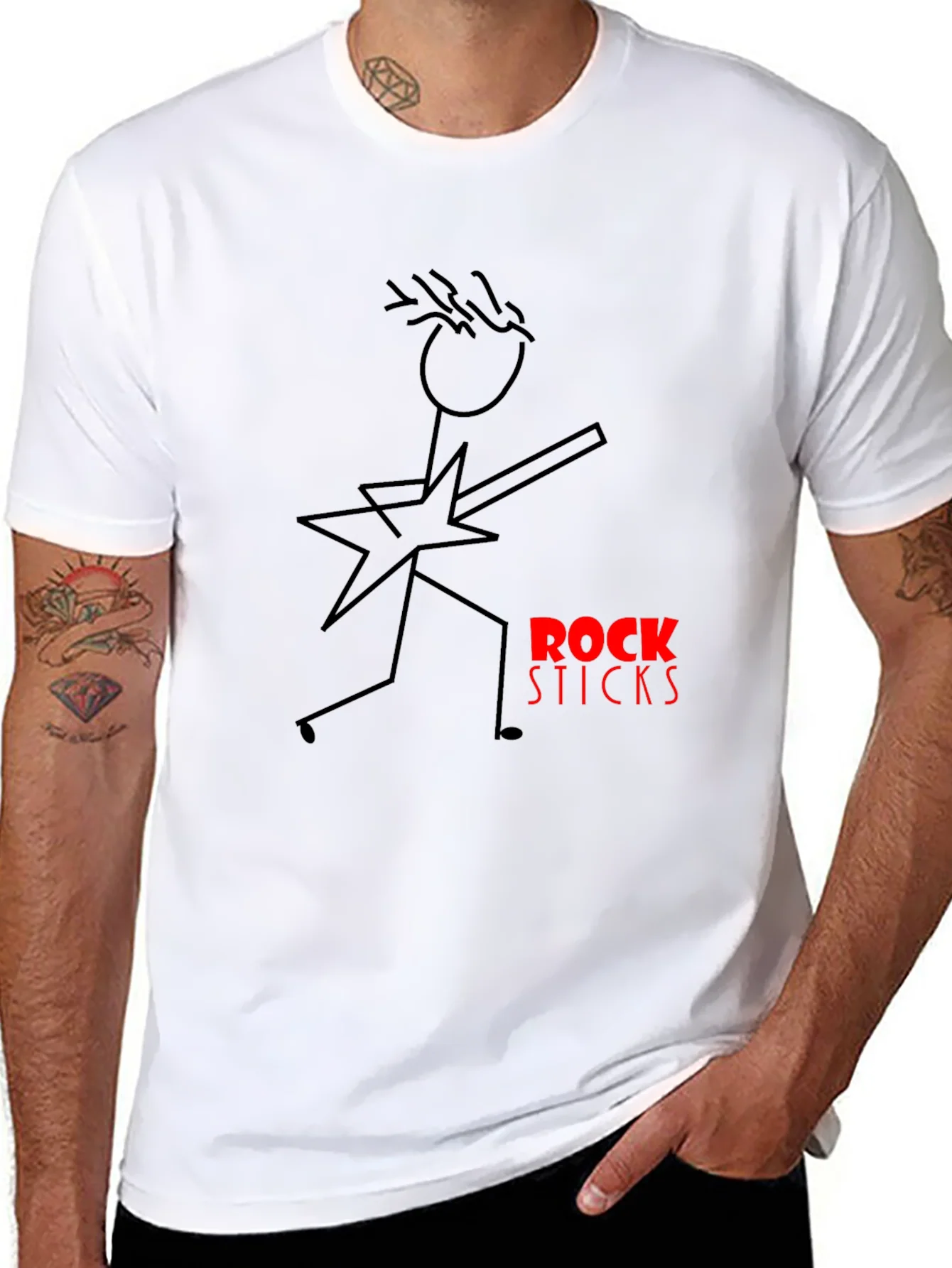 Rock Sticks Graphic Black T-Shirt
