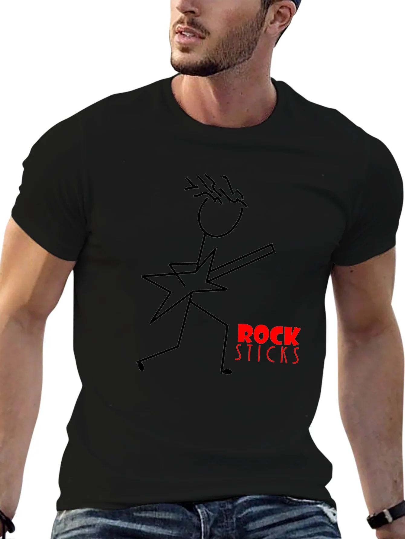 Rock Sticks Graphic Black T-Shirt