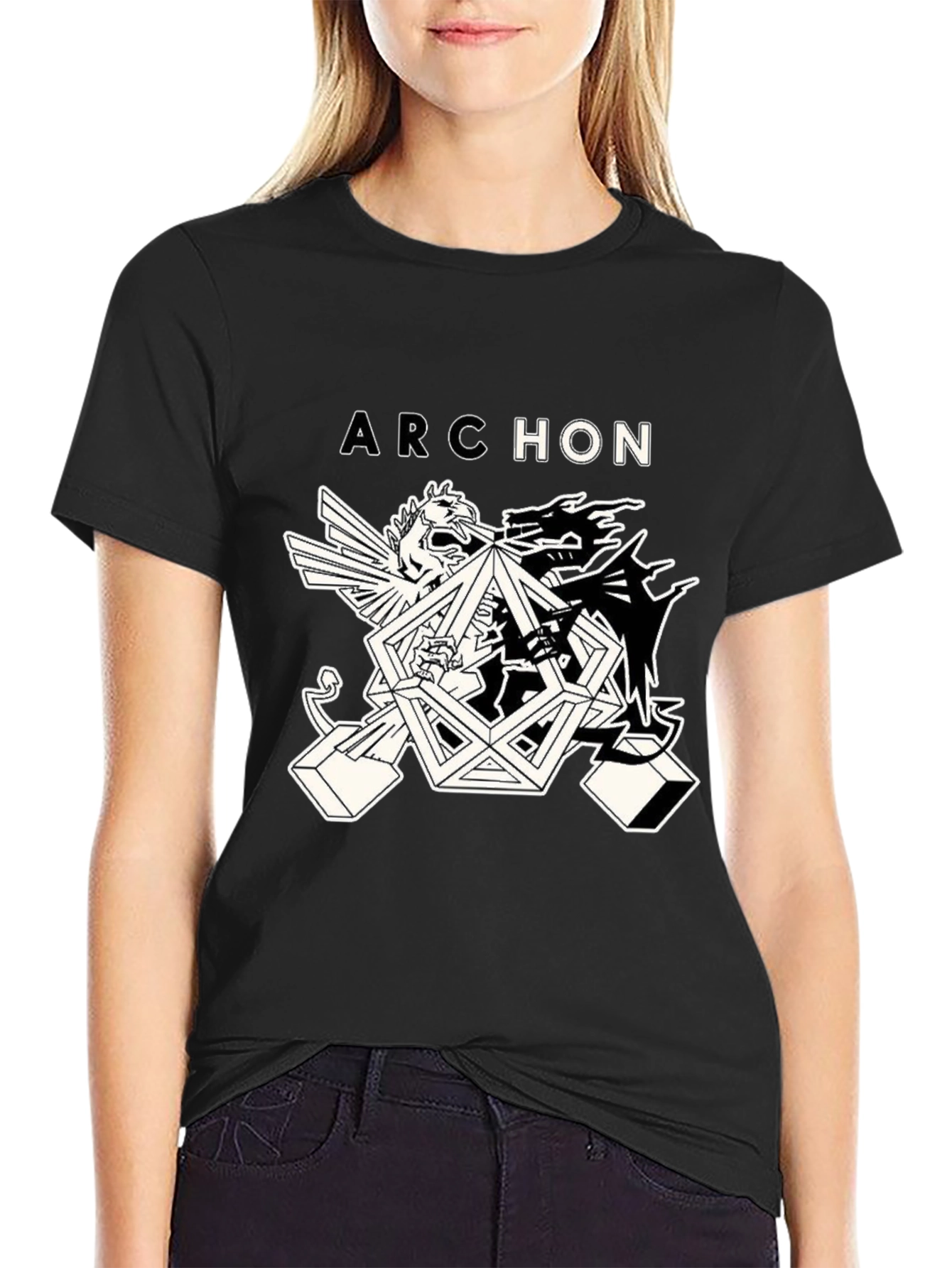 Archeon Black Graphic Print Tee