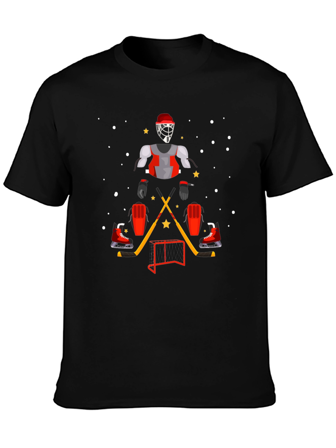 Hockey Goalie Graphic T-Shirt - Sporty Black Tee
