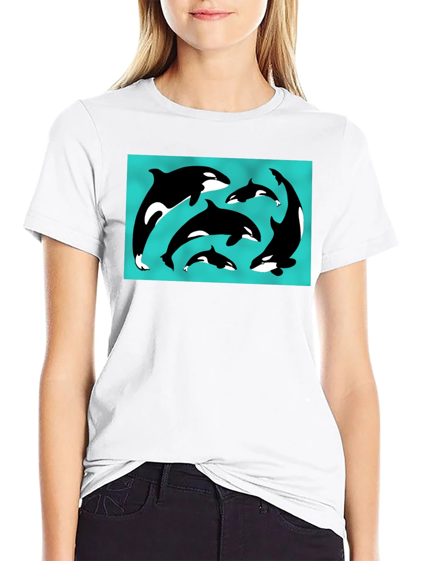 Orca Pod Graphic Tee - Black Cotton T-Shirt