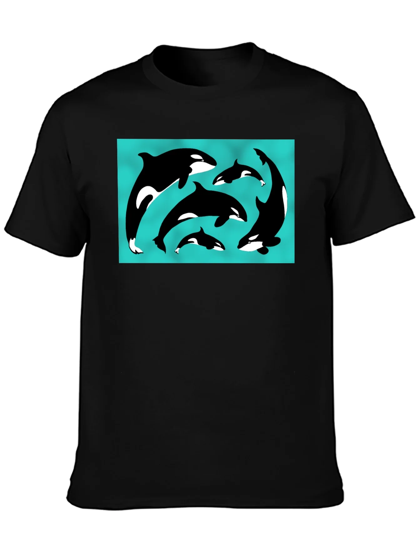 Orca Pod Graphic Tee - Black Cotton T-Shirt