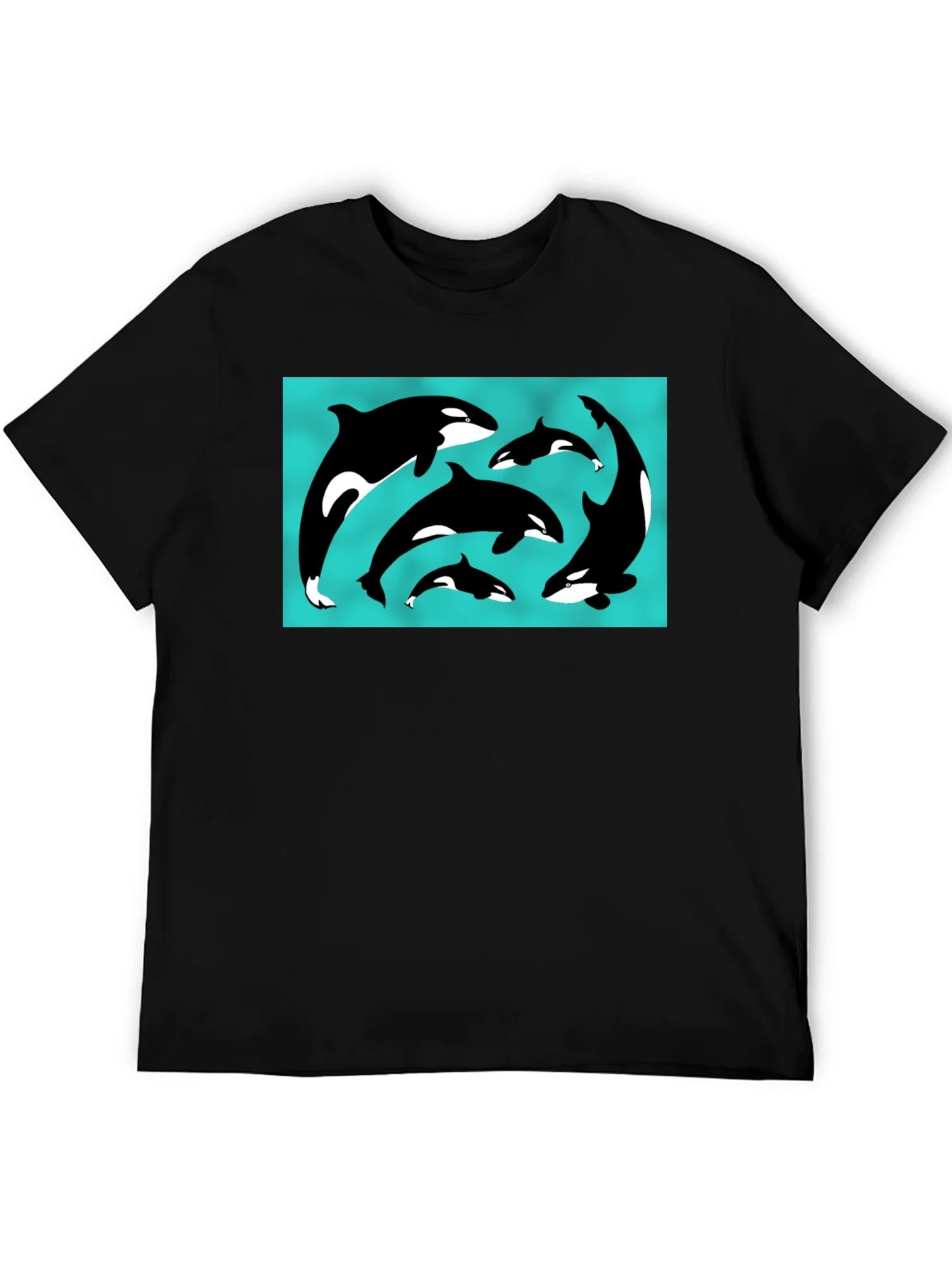 Orca Pod Graphic Tee - Black Cotton T-Shirt