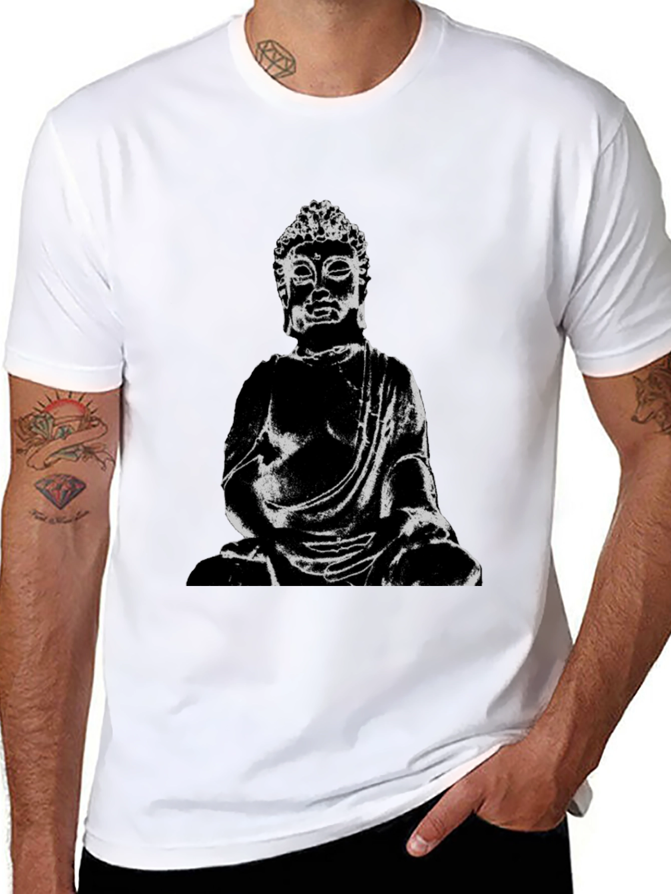 Buddha Graphic Print Black T-Shirt