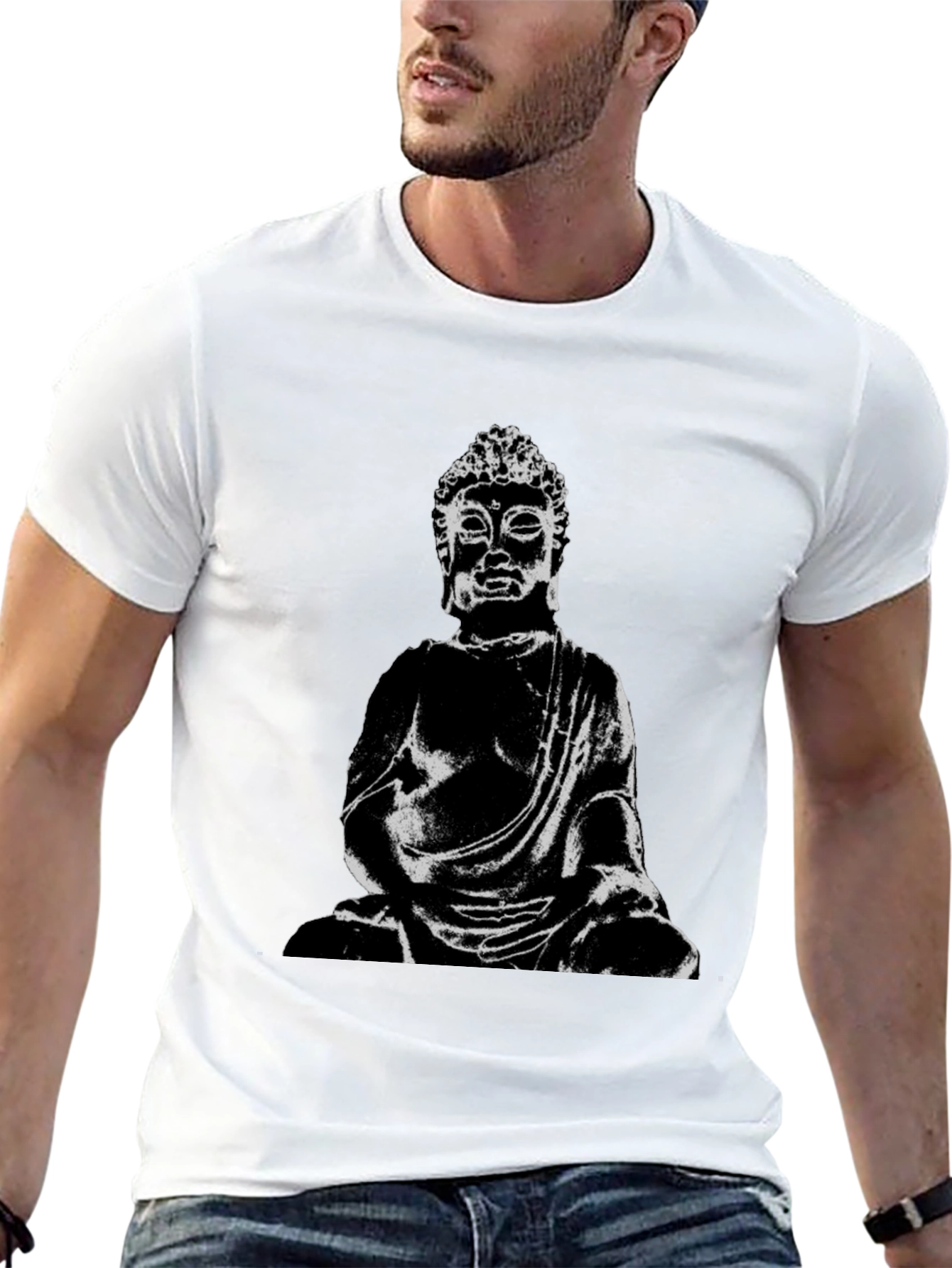 Buddha Graphic Print Black T-Shirt