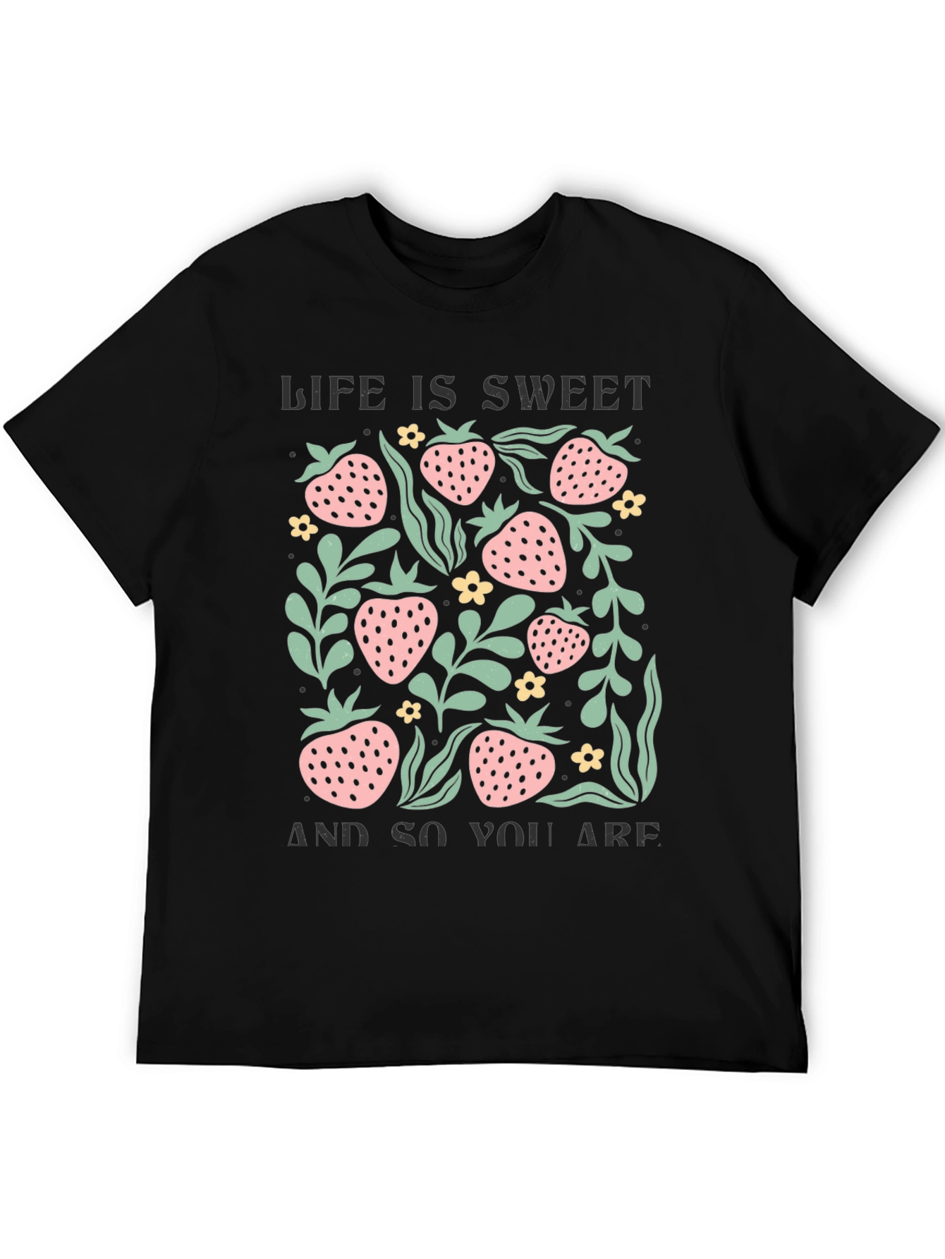 Sweet Life Strawberry Graphic Tee - Black