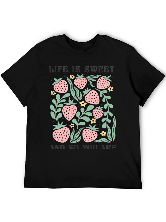 Sweet Life Strawberry Graphic Tee - Black