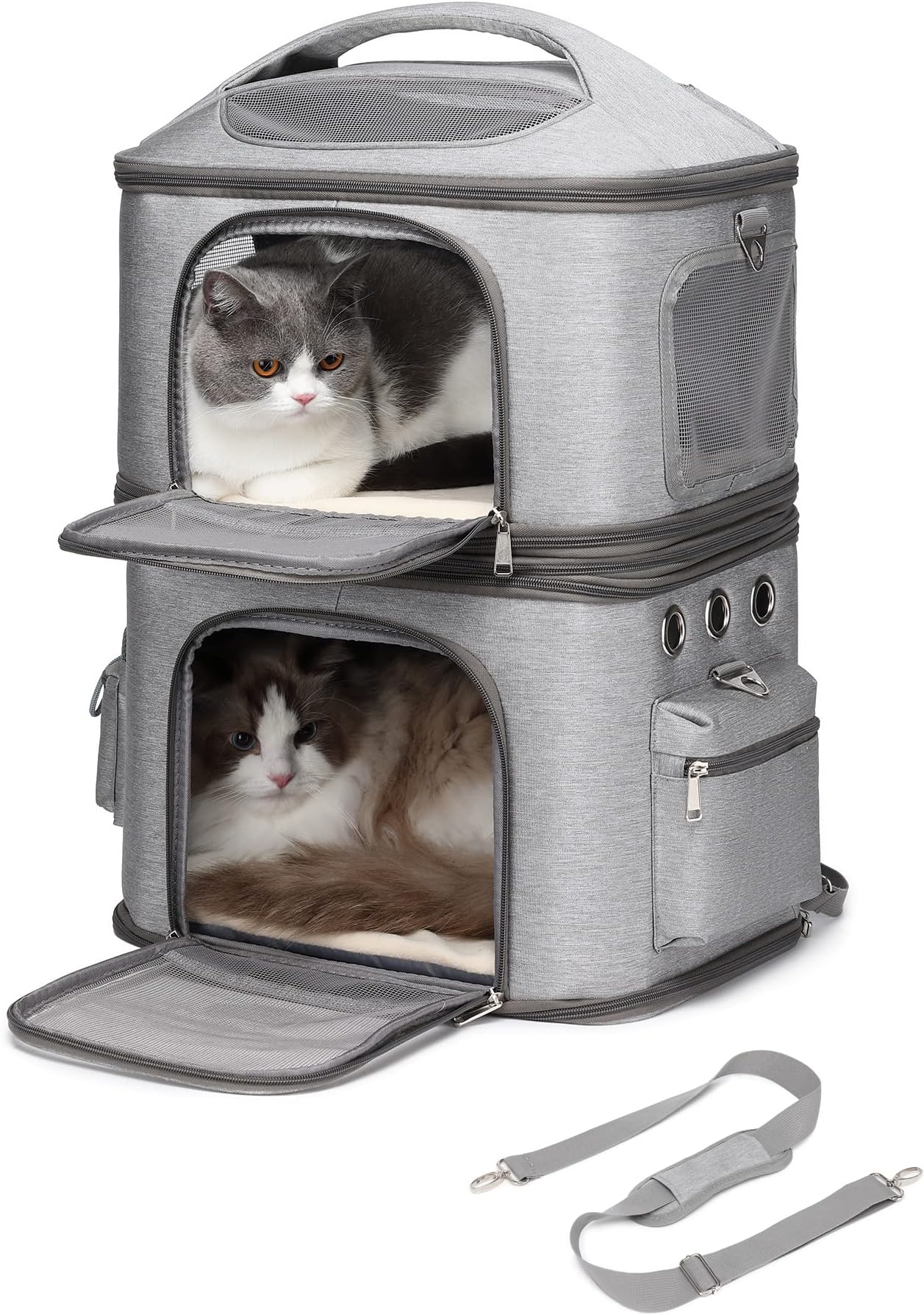 Backpack for 2 Cats, Detachable, Carrier, 2 Layers - Premium Quality