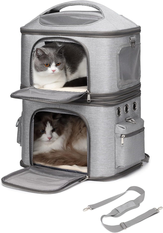 Backpack for 2 Cats, Detachable, Carrier, 2 Layers - Premium Quality