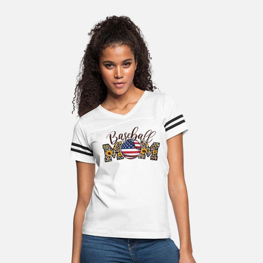 Baseball mom leopard Usa Flag Gift For mother day